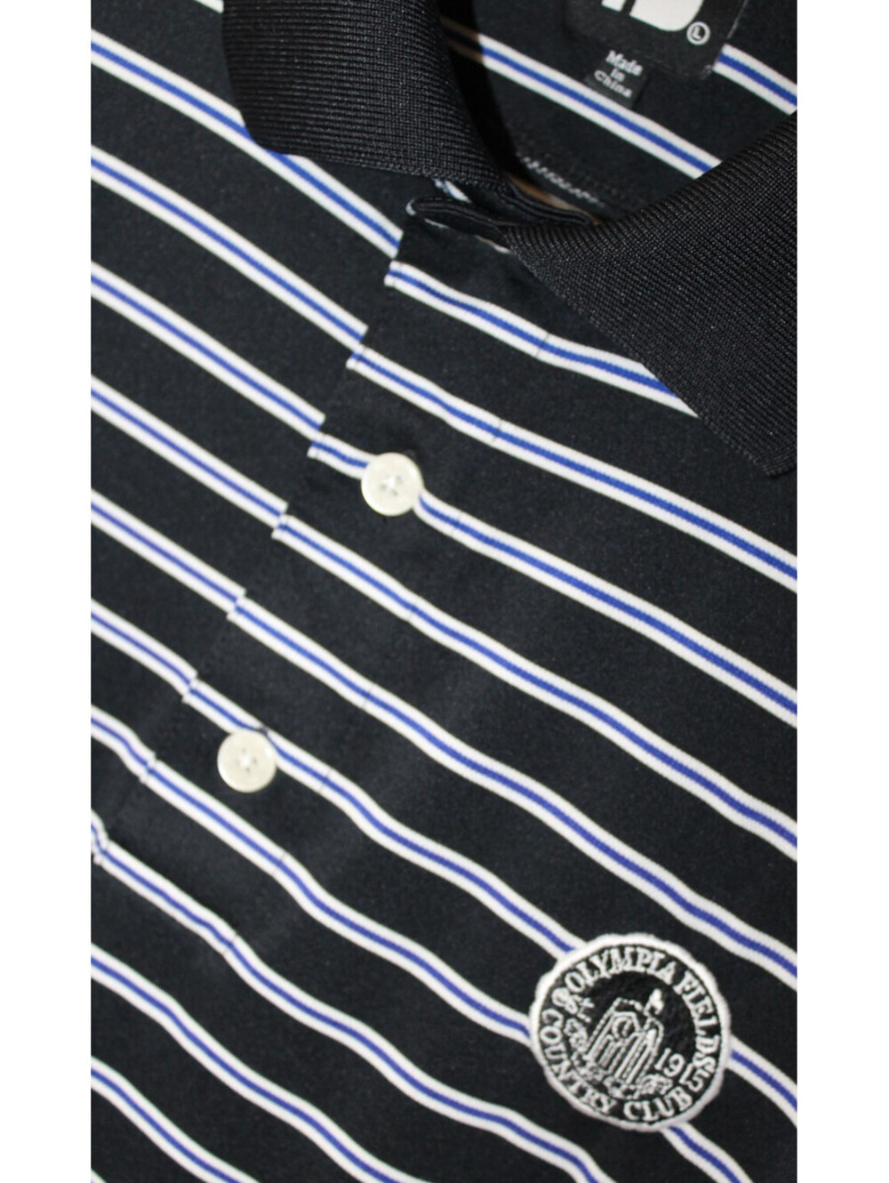 Footjoy FJ Olympia Fields Men Golf Polo Shirt Stretch Large L / Blue Striped